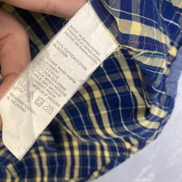 Lot of 2 Izod Button Up Shirt Mens Large Plaid Blue Yellow Heritage Tartan - Picture 10 of 16